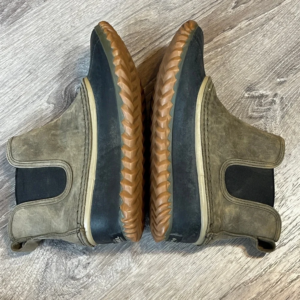 Sorel Out N About Chelsea Waterproof Leather Rubber Duck Boots Brown NL2410-214